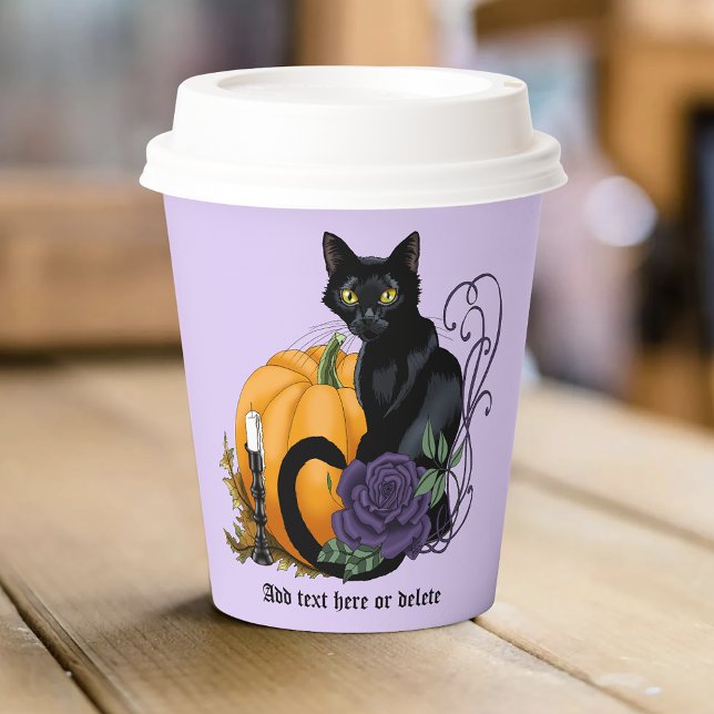 Gobelets En Papier Chat noir violet Rose Citrouille Halloween (Créateur téléchargé)