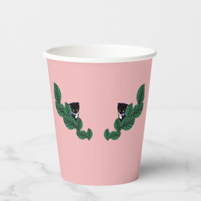 Gobelets En Papier Chatons avec verre Feuille (Recto)