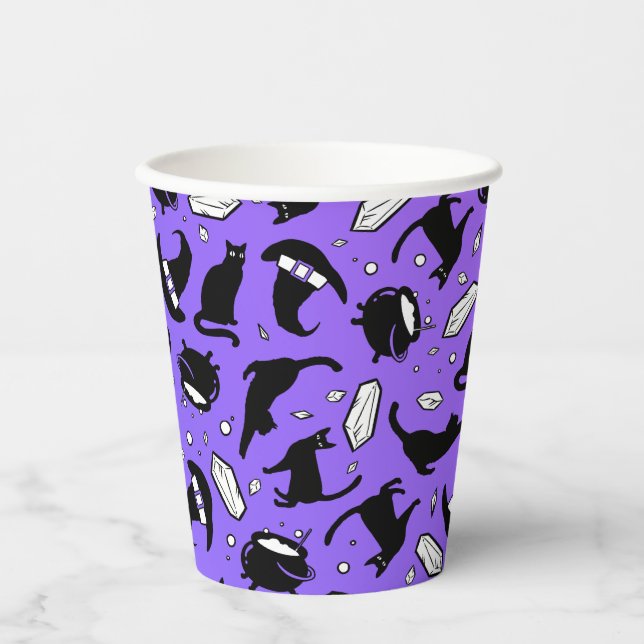 Gobelets En Papier Chats, Cristaux et Cauldrons Coupe en papier (Recto)
