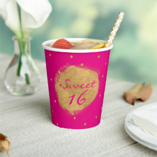Gobelets En Papier Chaud rose sucré 16 Partie