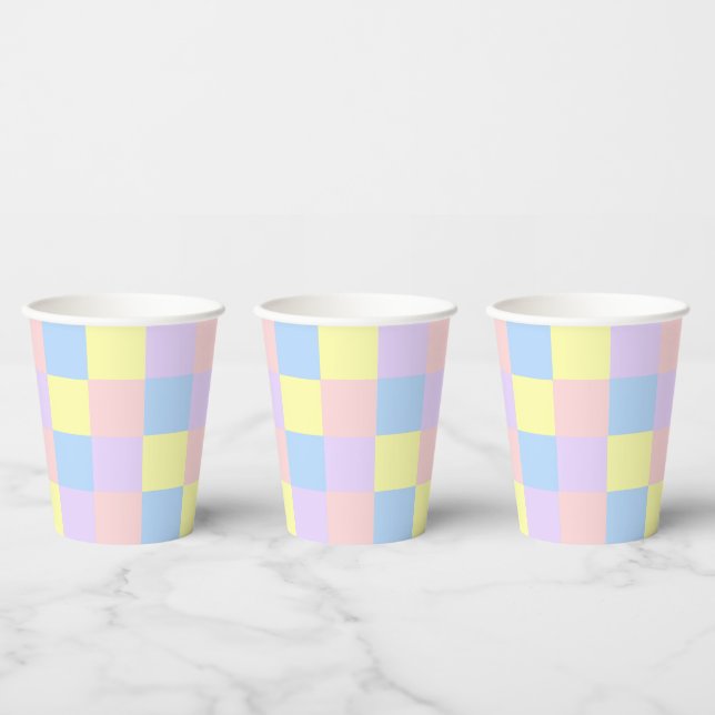 Gobelets En Papier Checkers Pastel Spring (Multi)