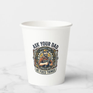 Gobelets En Papier Chemise de réparation de papa de jour de père Dema