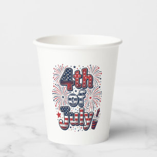 Gobelets En Papier Chemise Vintage Feu d'Artifice Patriotique du 4 Ju