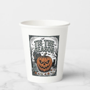 Gobelets En Papier Chemise Vintage Halloween Citrouille Chat C'est La