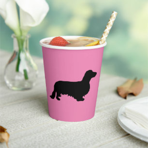 Gobelets En Papier Cheveux longs Dachshund - Silhouette 1