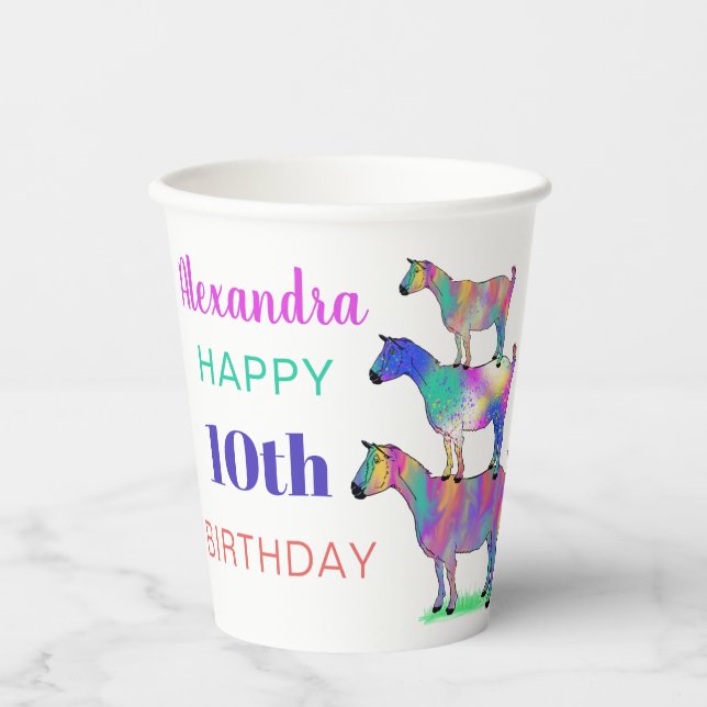 Gobelets En Papier Chèvres fête d'anniversaire personnalisée (Recto)