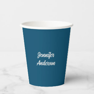 Gobelets En Papier Chic Calligraphie Elégant Océan Bleu Personnalisé