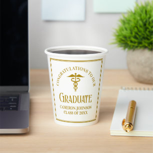 Gobelets En Papier Chic Gold Médicale School Graduation Party