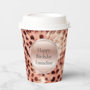 Gobelets En Papier Chic Joli Rose Gold Leopard