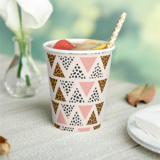 Gobelets En Papier Chic Leopard & Pink Triangle Pattern
