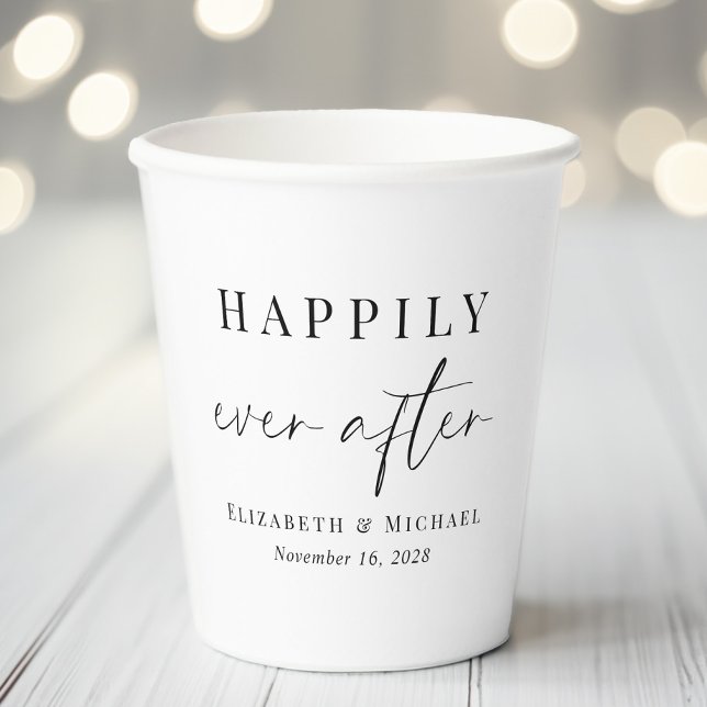 Gobelets En Papier Chic Mariage Heureux Pour Toujours (Créateur téléchargé)