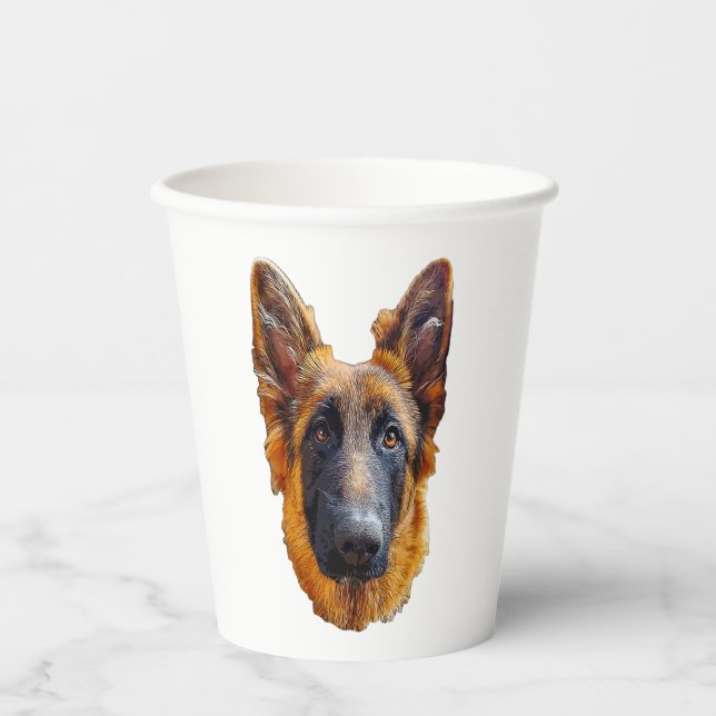 Gobelets En Papier Chien de berger allemand chiot mignon   (Recto)