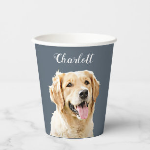 Gobelets En Papier Chien d'or retriever personnalisé Chien dessiné pe