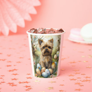 Gobelets En Papier Chien Yorkipoo Avec Oeufs De Pâques Vacances