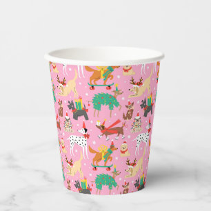 Gobelets En Papier Chiens de Noël en Motif de vêtements de vacances
