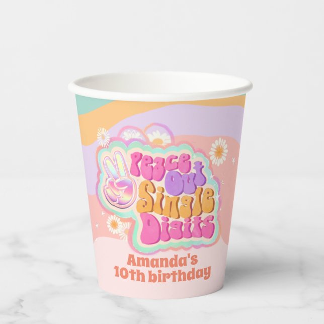 Gobelets En Papier CHIFFRES UNIQUES super Peace Out 10e (Recto)