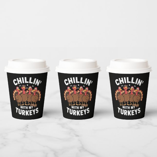 Gobelets En Papier Chillin avec mes clés Thanksgiving cadeau famille (Multi)