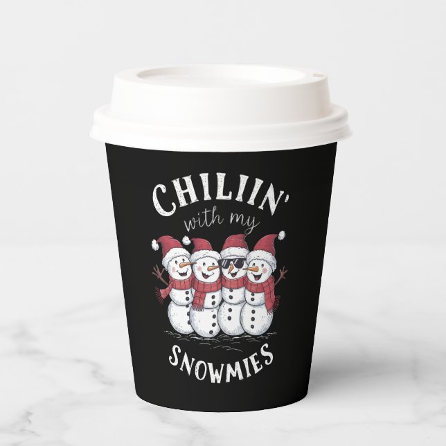 Gobelets En Papier Chillin de Noël Snowman avec mes neiges Cadeau (Recto)