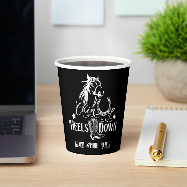 Gobelets En Papier Chin up talons bas cowgirl cheval amoureux équitat (Insitu)