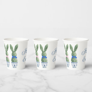 Gobelets En Papier Chinoiserie Bleue et Blanche avec Topiaires de Lap