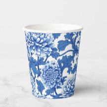Chinoiserie Florale Peony bleu et blanc