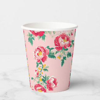 Gobelets En Papier Chinoiserie rose et rouge