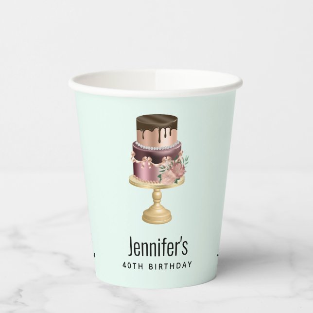 Gobelets En Papier Chocolat Drives et Rose Gold Luxury Cake Anniversa (Gauche)