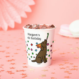 Gobelets En Papier Chocolat Labrador Confetti fête d'anniversaire