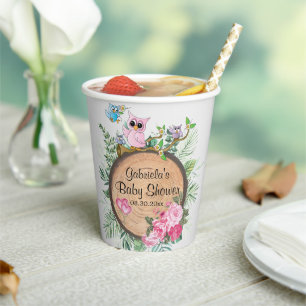 Gobelets En Papier Chouettes pour bébés - Bois