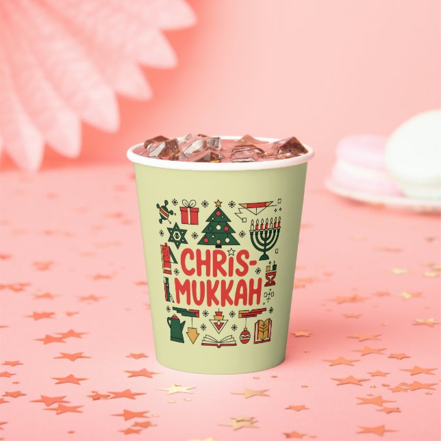 Gobelets En Papier Chrismukkah Hanoukka Noël Juif Religieux (Insitu)