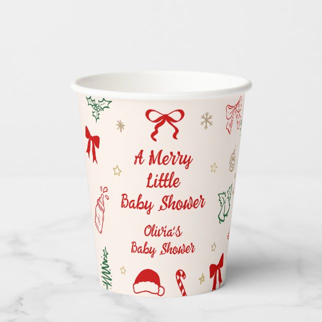 Gobelets En Papier Christmas A Merry Litte Baby Shower  (Verso)