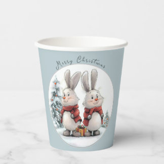 Gobelets En Papier Christmas Bunny and gift, personalized 