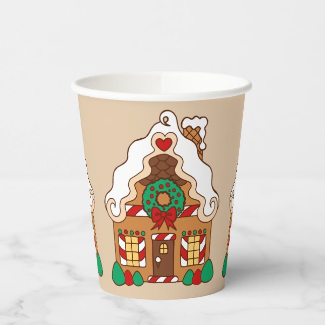 Gobelets En Papier Christmas Gingerbread Maison Café Boisson Papier (Gauche)