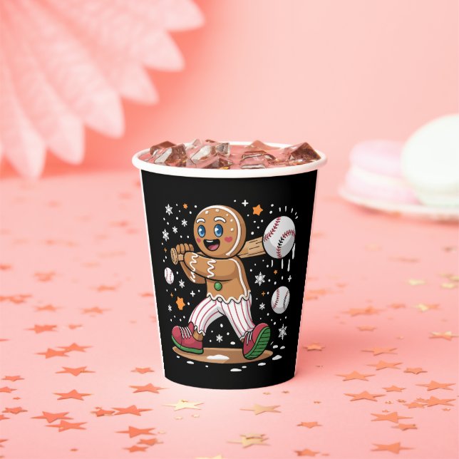 Gobelets En Papier Christmas Gingerbread Man Sports Player Baseball  (Insitu)