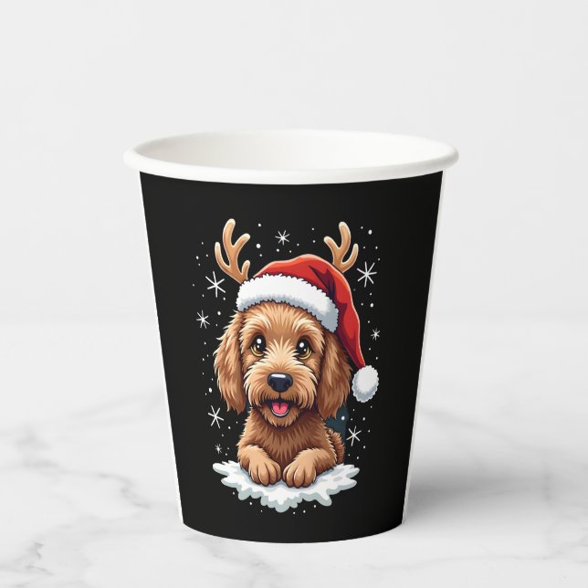 Gobelets En Papier Christmas Goldendoodle Dog Reindeer Holiday Doodle (Recto)