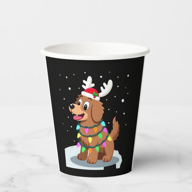Gobelets En Papier Christmas Lights Soft Coated Wheaten Terrier Dog T (Recto)