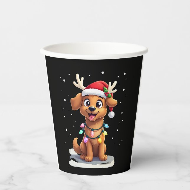 Gobelets En Papier Christmas Lights Soft Coated Wheaten Terrier Dog T (Recto)