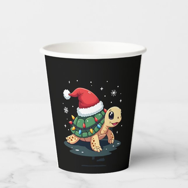 Gobelets En Papier Christmas Sea Turtle Santa Xmas Men Women Boys Gir (Recto)
