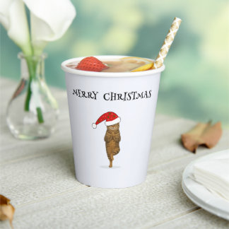 Gobelets En Papier Christmas yoga cat your text