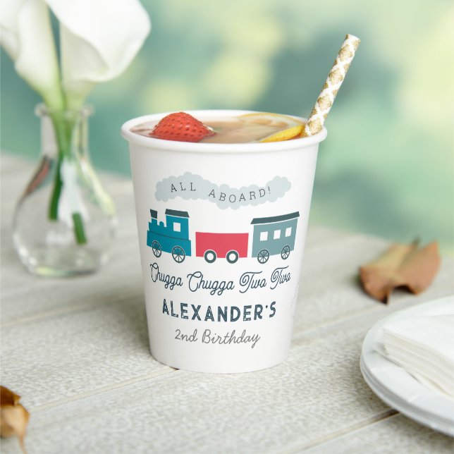Gobelets En Papier Chugga Chugga Deux Train Blue Boy 2e Anniversaire (Insitu)