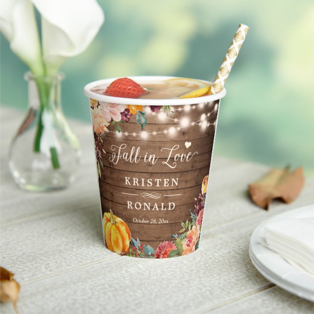 Gobelets En Papier Chute en amour Automne Floral String Mariage (Insitu)