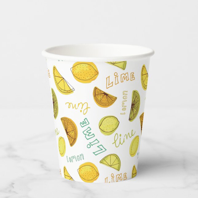 Gobelets En Papier Citron et citron vert Motif (Recto)