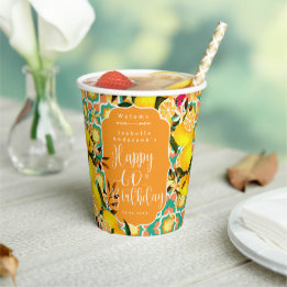 Gobelets En Papier Citron Méditerranée 60e Anniversaire Orange
