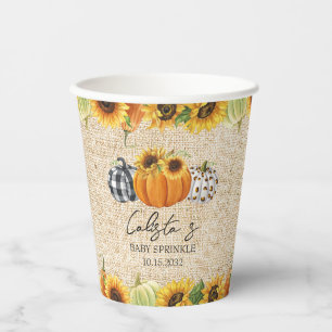 Gobelets En Papier Citrouille d'automne Sunflower Burlap Baby Sprinkl