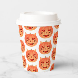 Gobelets En Papier Citrouille de chats d'Halloween