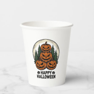Gobelets En Papier Citrouille Vintage Halloween Jack O Lanterne Fores