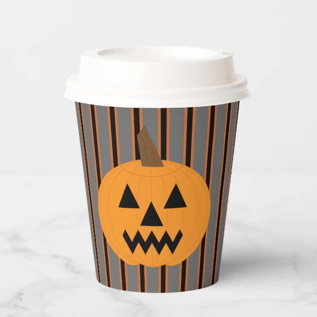 Gobelets En Papier Citrouilles d'Halloween amusants et fantaisistes (Recto)