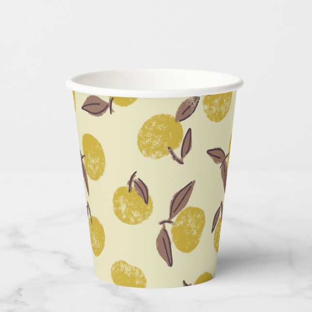 Gobelets En Papier Citrus Grove-Rustic Fruit & Leaf In Earthy Tones (Recto)