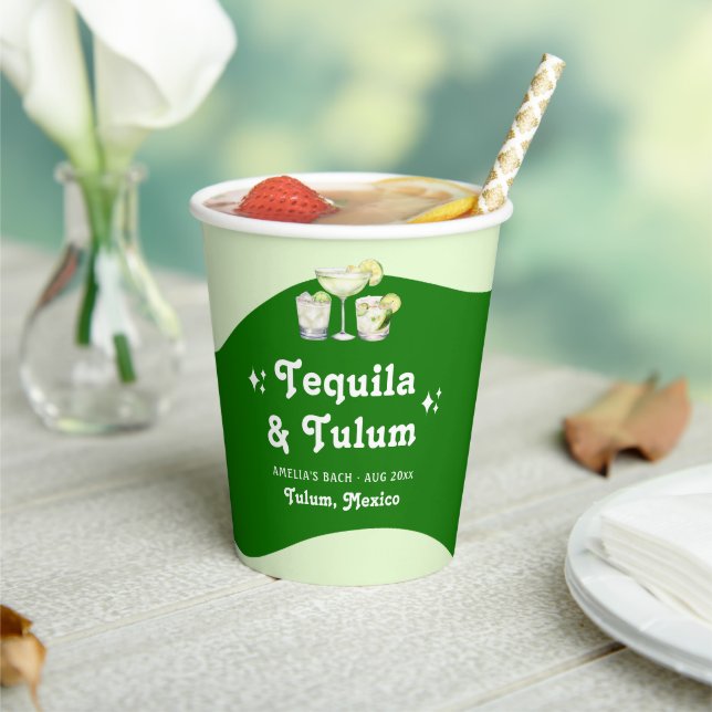 Gobelets En Papier Citrus vert citron Tequila & Tulum Bachelorette (Insitu)