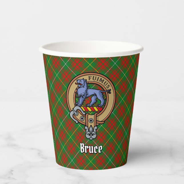 Gobelets En Papier Clan Bruce Crest sur la chasse Tartan (Recto)